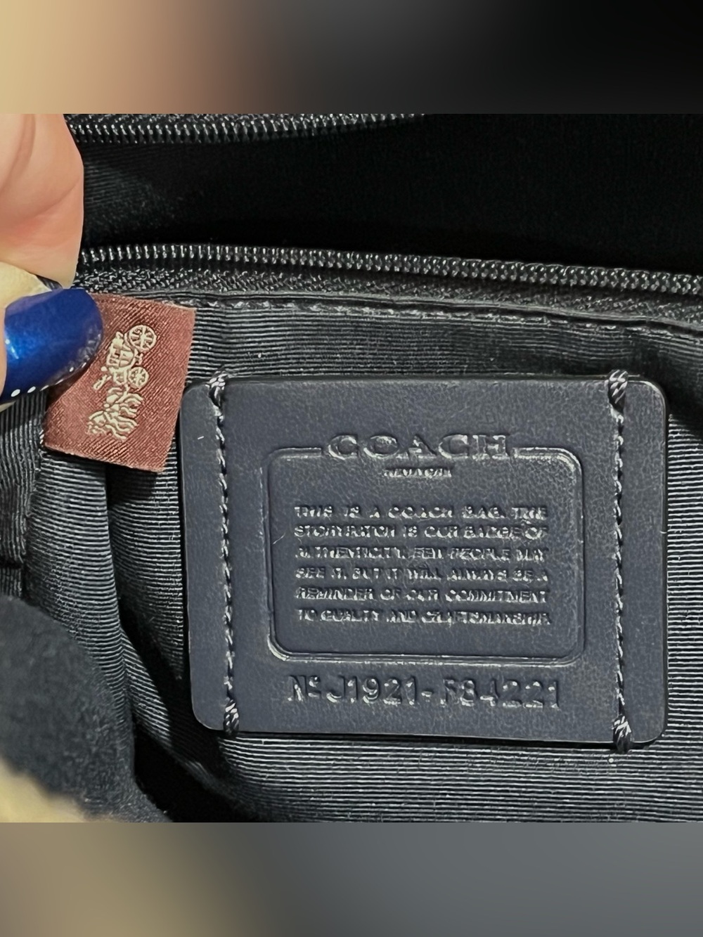COACH Jordyn Metallic Blue Crossgrain Leather Backpack 84221 - Picture 11 of 12